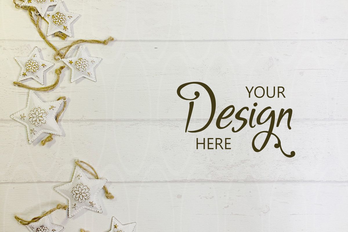 Christmas background mockup Styled stock photography White example image 1