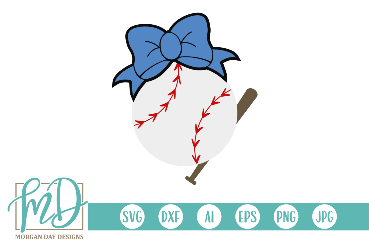Baseball Bat Bow SVG, DXF, AI, EPS, PNG, JPEG example image 1