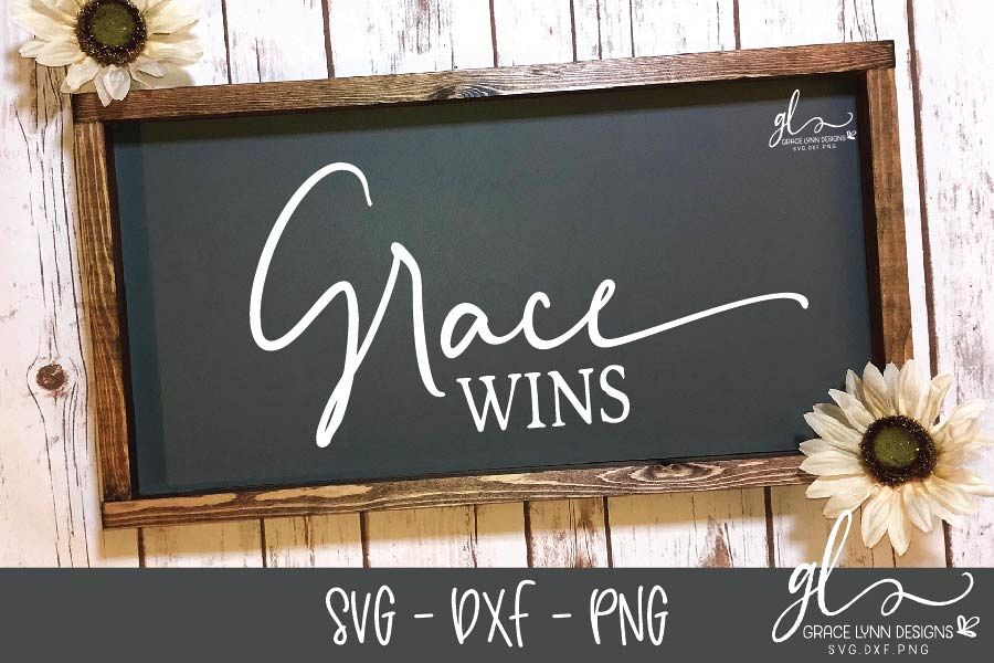 Grace Wins - SVG Cut File - SVG, DXF & PNG example image 1
