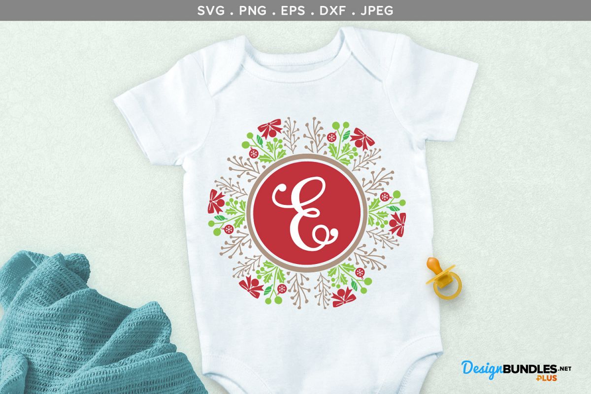 Christmas Bows Monogram Frame - svg, printable example image 1