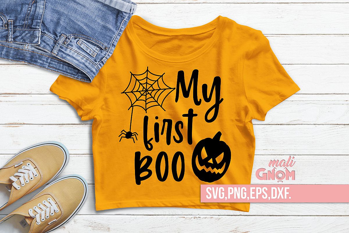 My First Boo SVG, Halloween SVG file, Trick or Treat Bag SVG example image 1