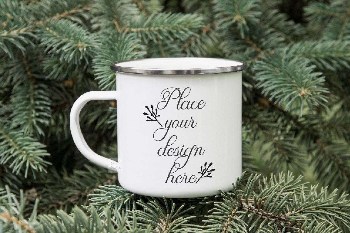 Enamel mockup Campfire tin mug mock up winter psd mockups example image 1
