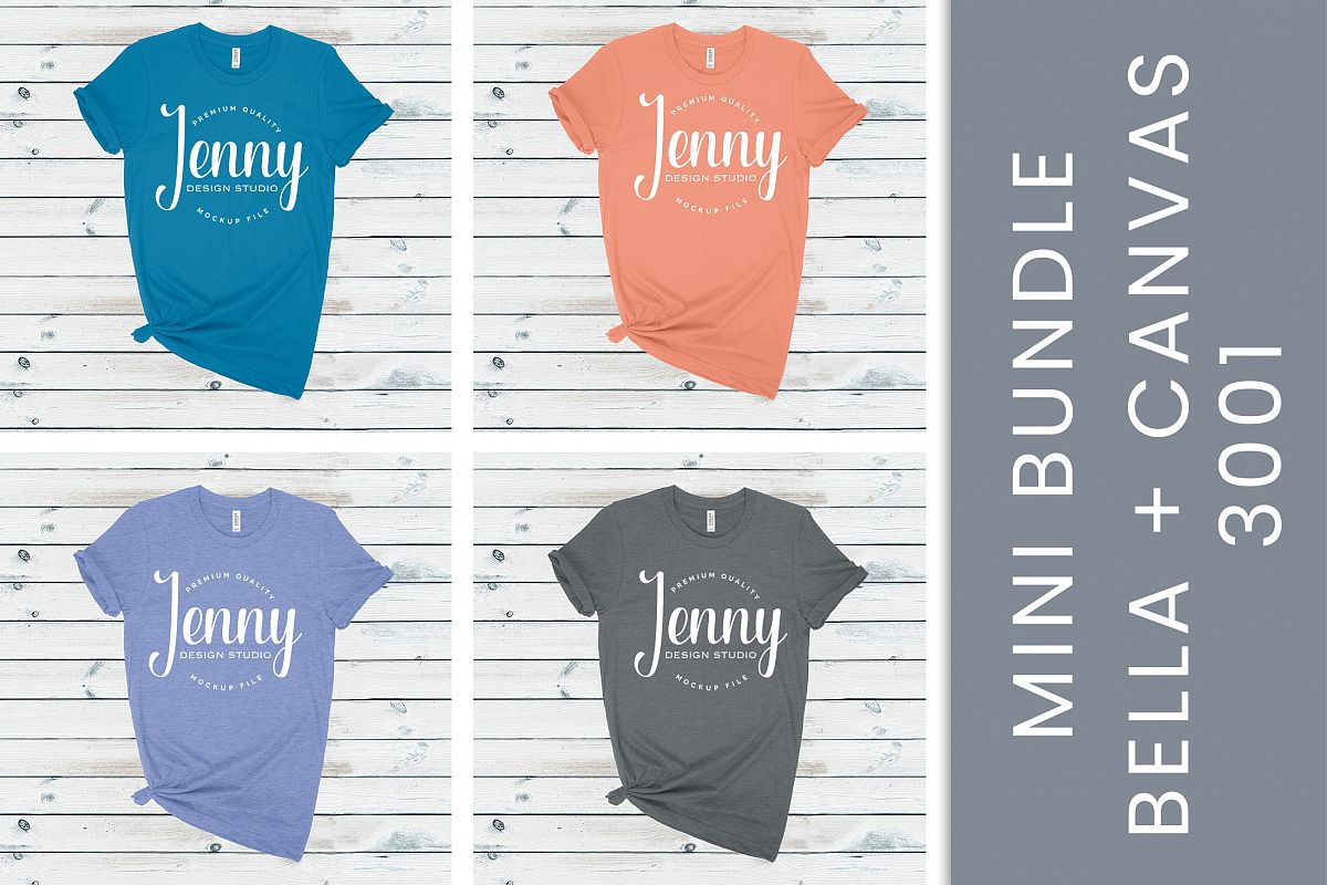 Bella Canvas 3001 Mockup Bundle, Knotted Tshirt Mockup example image 1