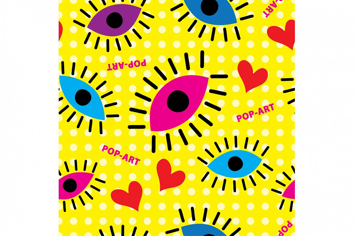 Decorative seamless background in style pop art. Print. Cloth design, wallpaper. example image 1