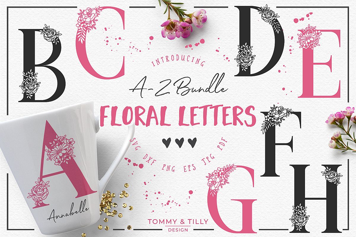 Download A-Z Floral Letters Bundle - SVG DXF PNG EPS JPG PDF Cut File (127289) | SVGs | Design Bundles