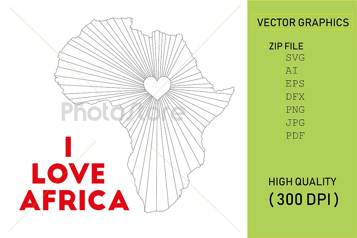I love Africa country map silhouette example image 1