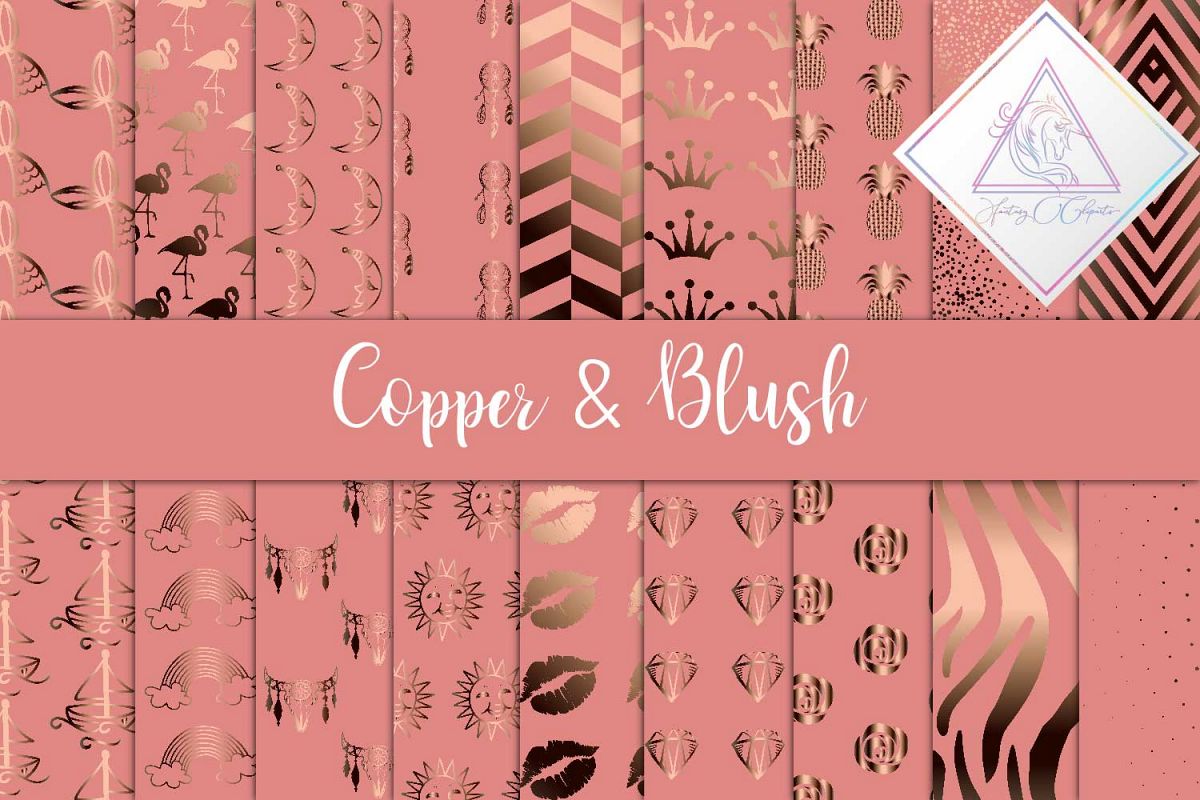 Copper & Blush Digital Paper example image 1
