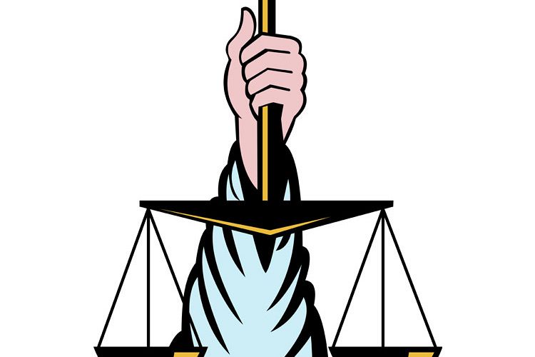 Hand holding scales of justice example image 1