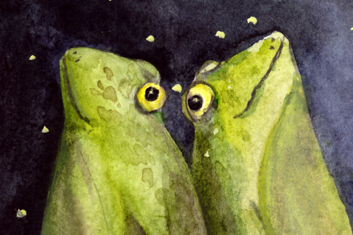 Dreaming Frogs - Watercolor Illustration/Print example image 1