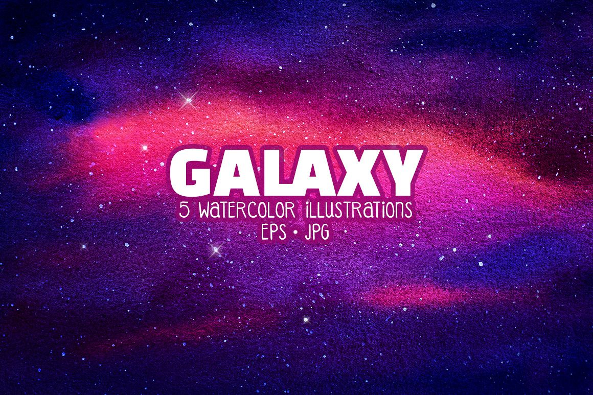 Galaxy. Watercolor illustrations. example image 1