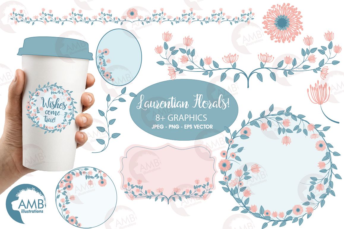 Floral embellishments, bridal Shower clipart, Wedding embellishments, Save the date, Floral clipart, AMB-1420 example image 1