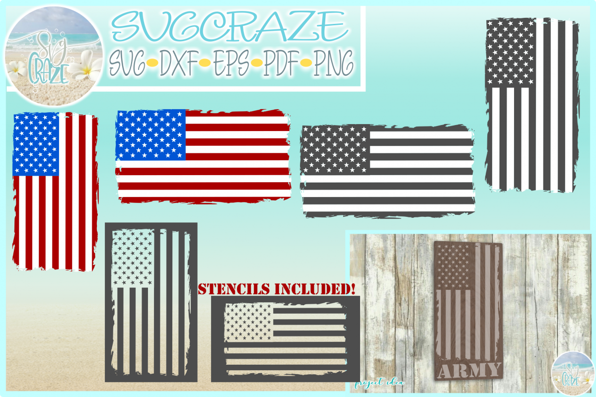 Download Tattered USA Flag with Stencils SVG Dxf Eps Png PDF files