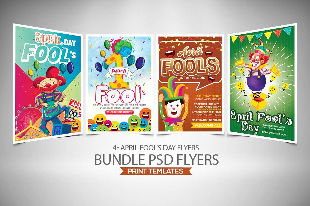 4 April's Fool Day Flyers Bundle example image 1