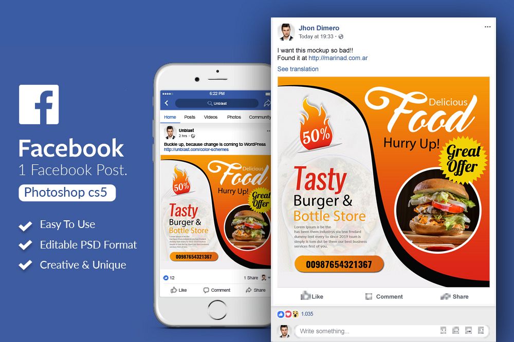 Restaurant Food Facebook Post Banner example image 1