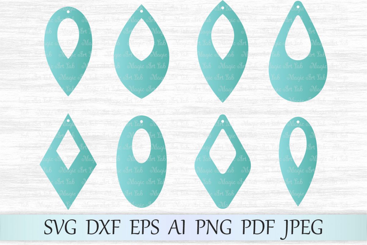 Earrings svg file, Earring template cut file, Tear drop svg file, Earrings with hole, Leaf ...