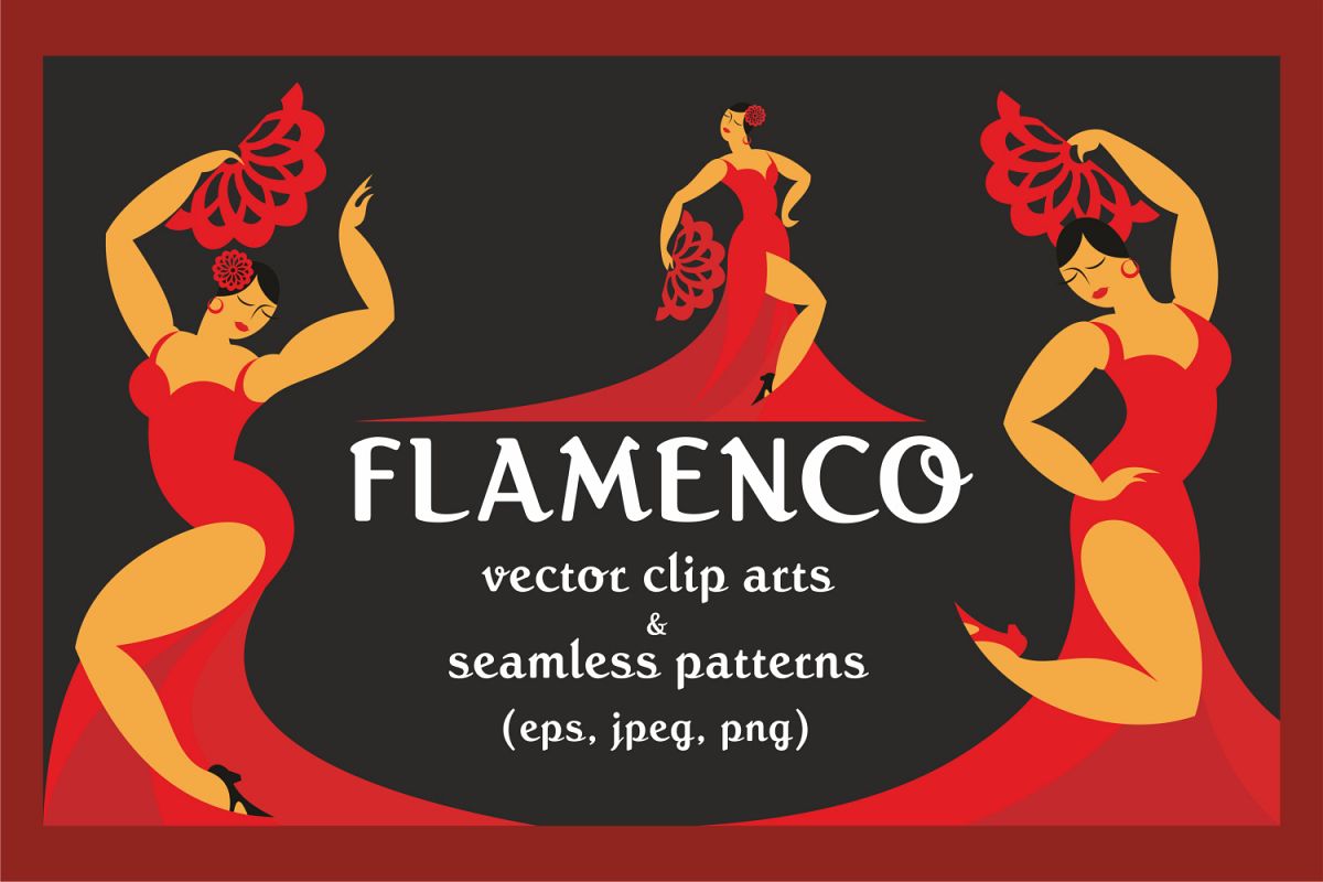 Flamenco. Vector clip arts and patterns. example image 1