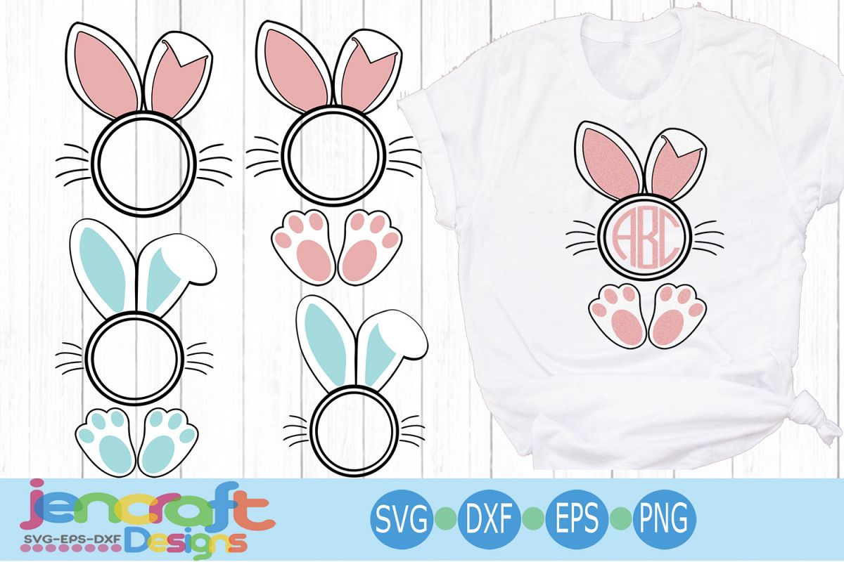 Easter Bunny Ear svg Bunny frame svg, eps, dxf example image 1