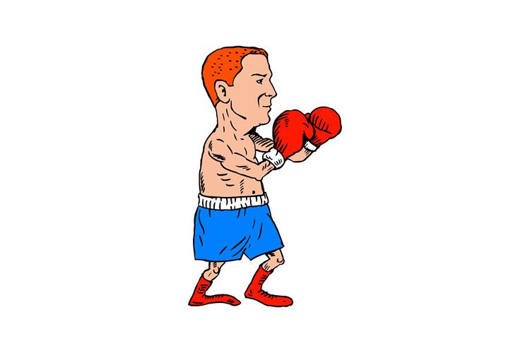Boxer Fighting Stance Cartoon example image 1