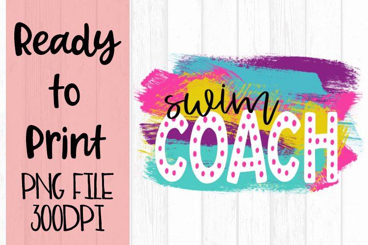 Swim Coach Bright Preppy Design Ready to Print example image 1
