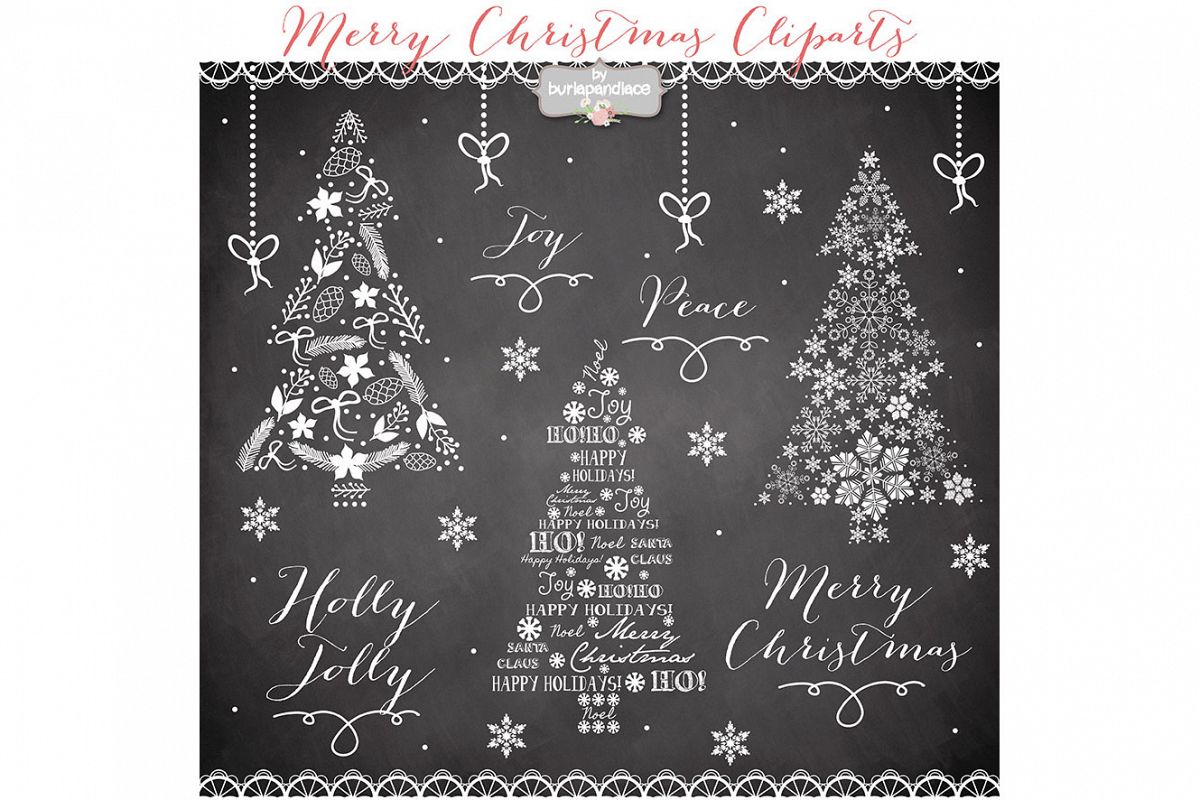 VECTOR Clipart christmas tree chalkboard clip arts example image 1