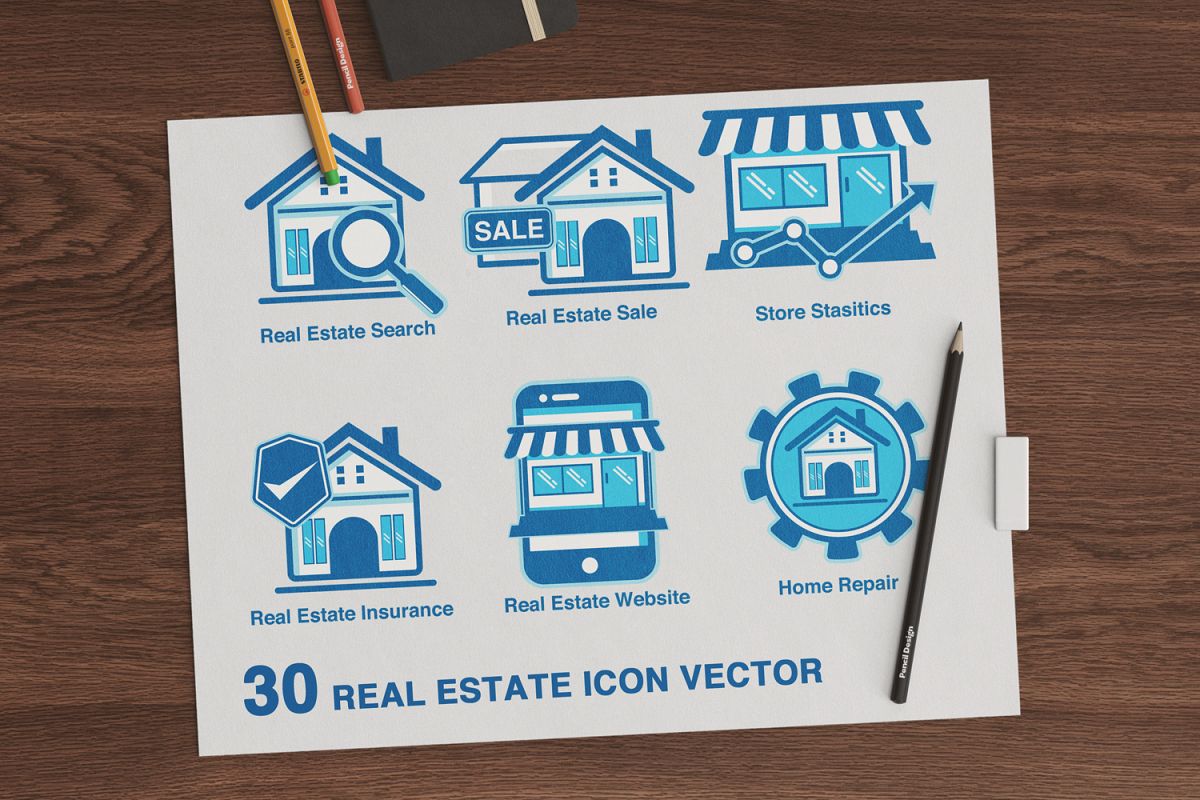 30 real estate icons set example image 1
