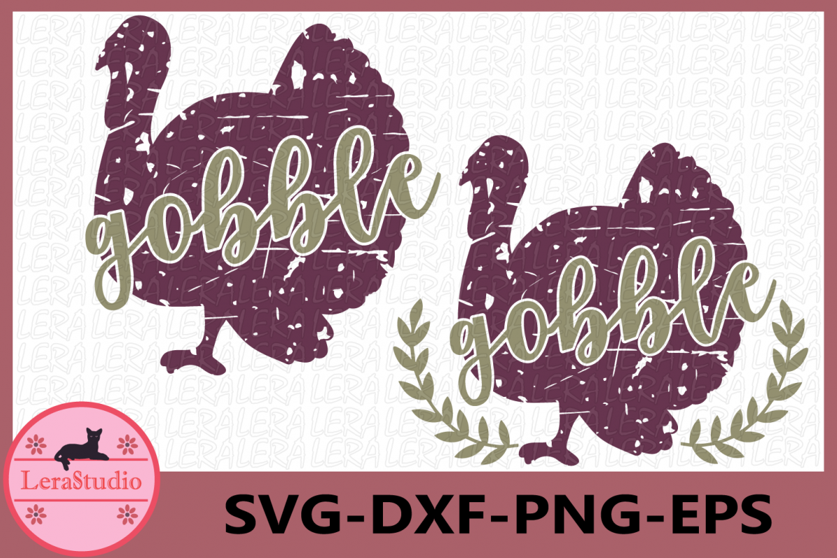 Gobble SVG, Grunge Svg, Fall Svg, Autumn Svg, Turkey SVG example image 1
