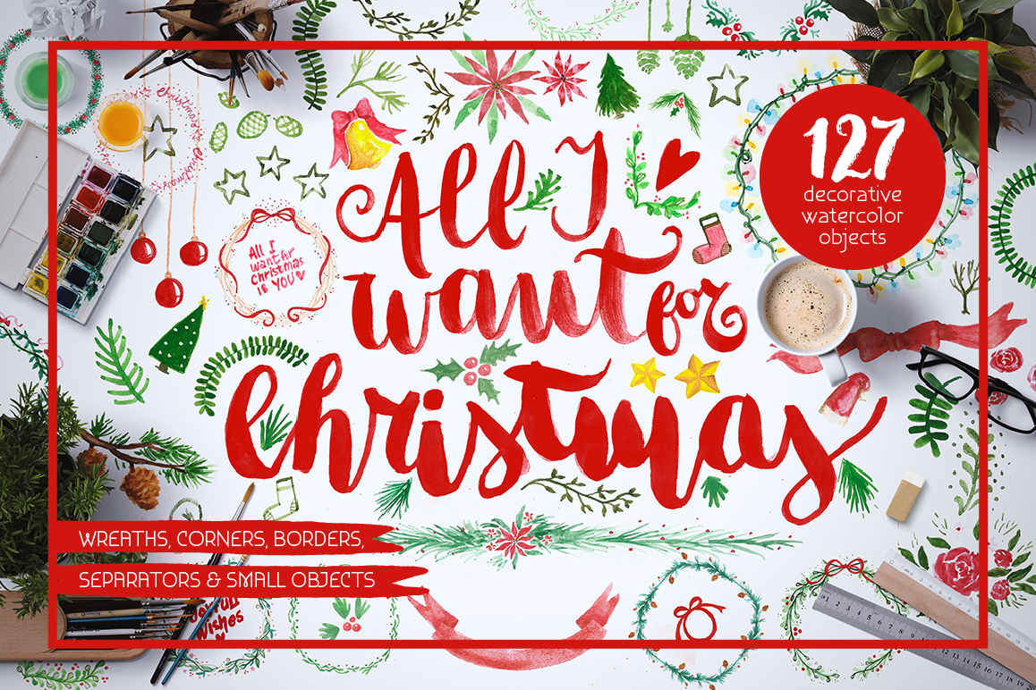 All I Want 4 Christmas Graphics Pack example image 1