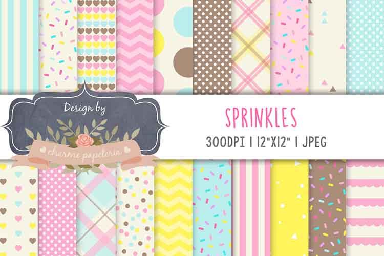 Sprinkles digital paper, Donuts Background, ice cream paper example image 1