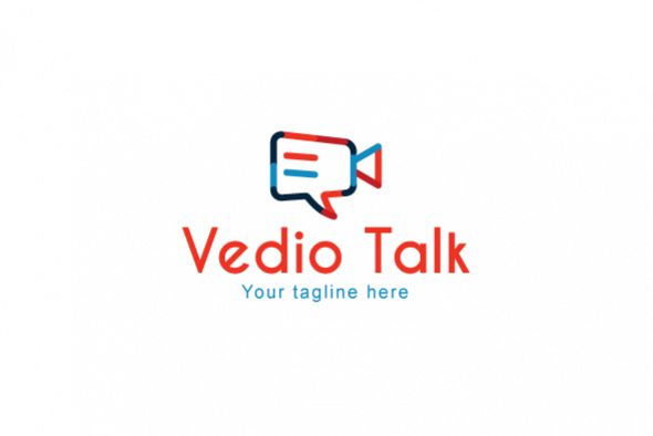 Video Talk - Chat Icon with Movie Camera Stock Logo example image 1