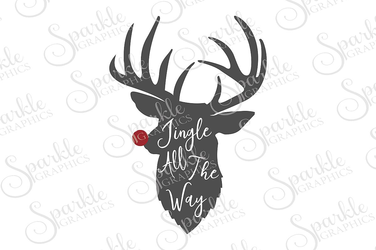 Reindeer Jingle All The Way File Set | SVG, EPS, DXF, PNG example image 1