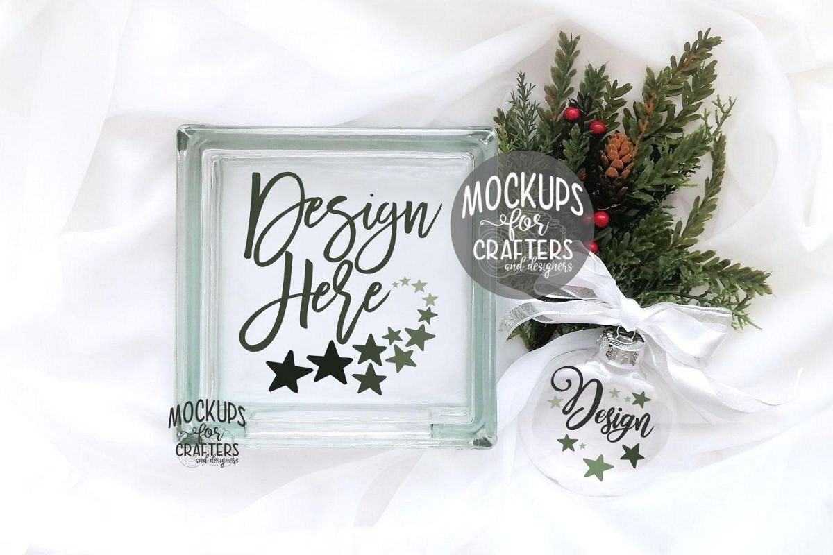 GLASS BLOCK & ORNAMENT DUO Mock-Up - Christmas Theme example image 1