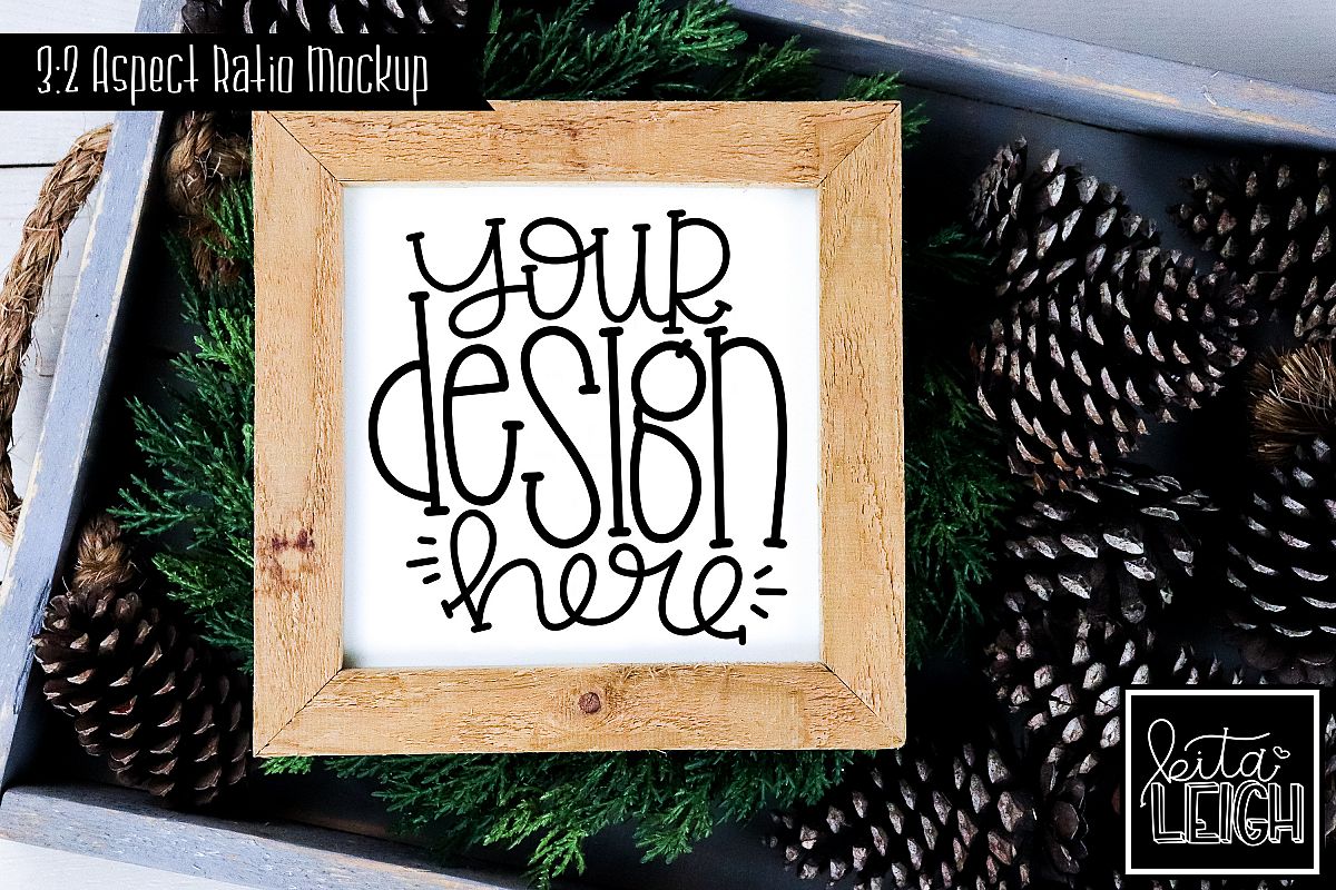 Square Sign Fall and Christmas Mockup example image 1