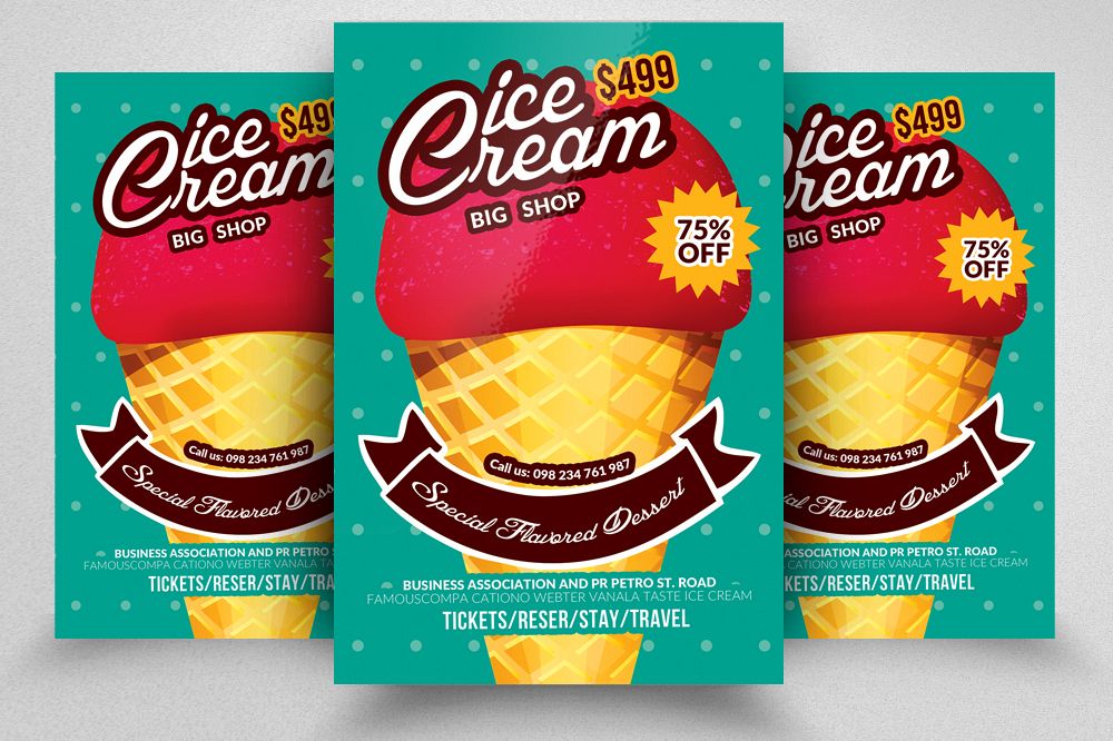 Sweet Dessert Ice Cream Discount Flyer Template example image 1