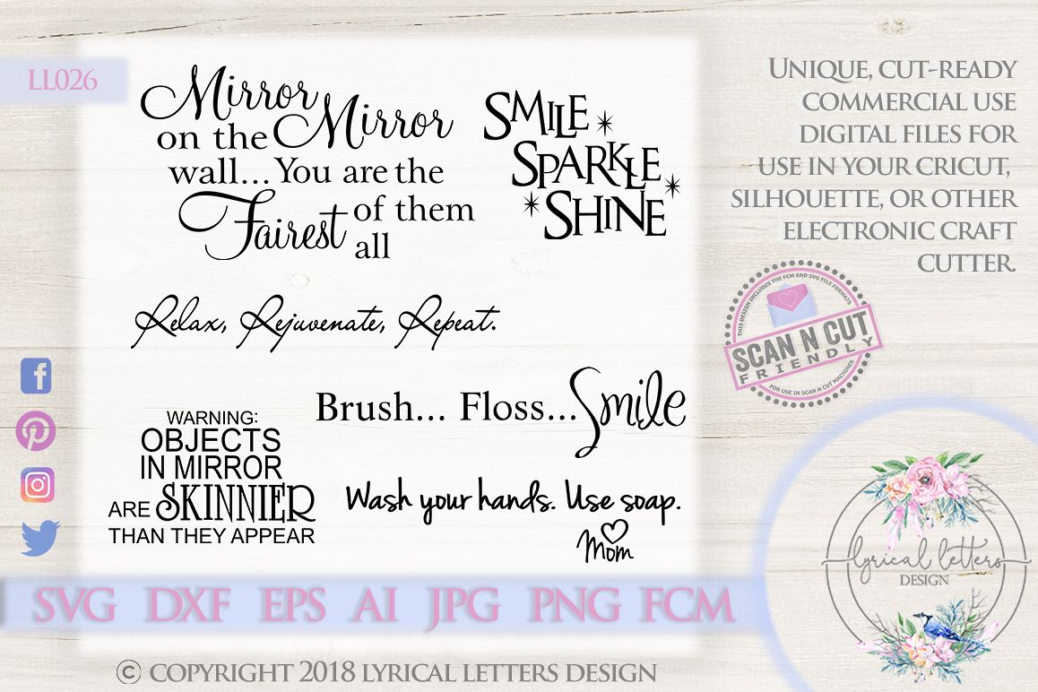 Bathroom Bundle of 6 SVG DXF Cut Files LL026 example image 1