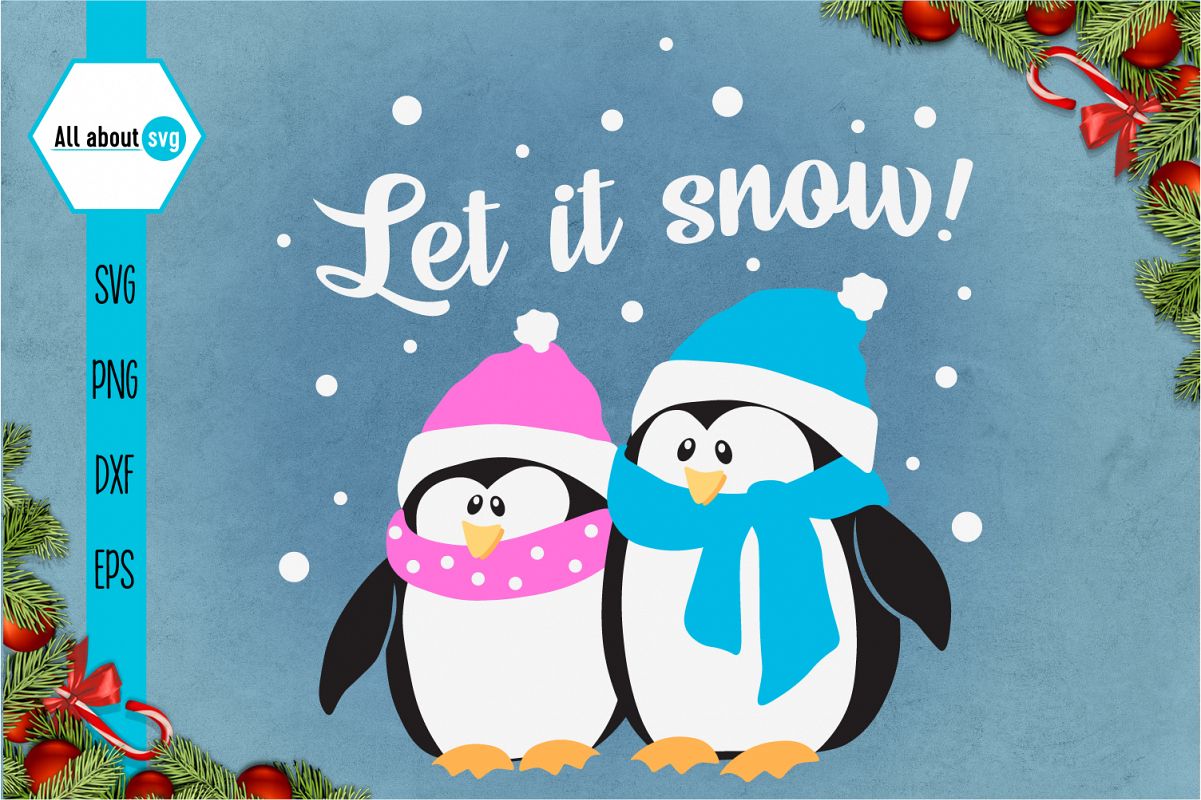 Let It Snow Penguins Svg example image 1
