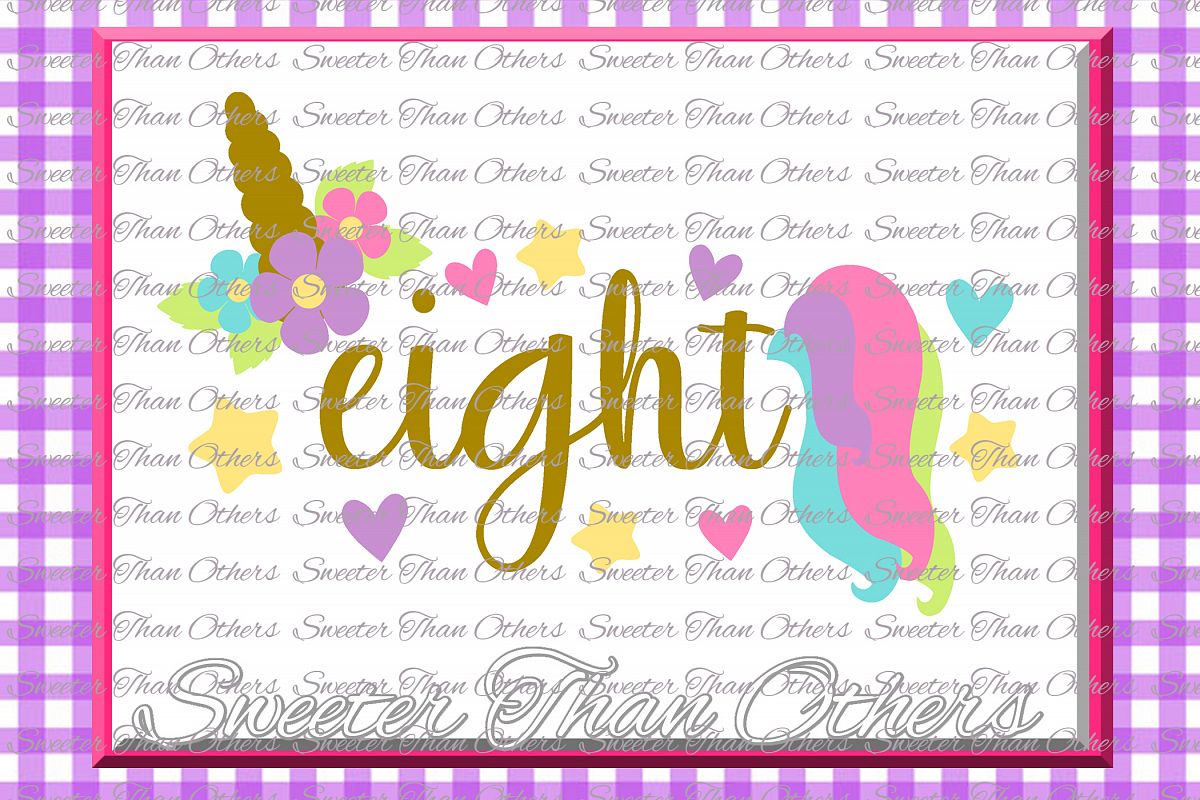 Eighth Birthday SVG, 8th Birthday Unicorn svg example image 1