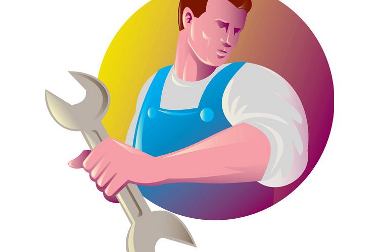 mechanic tradesman worker with spanner example image 1