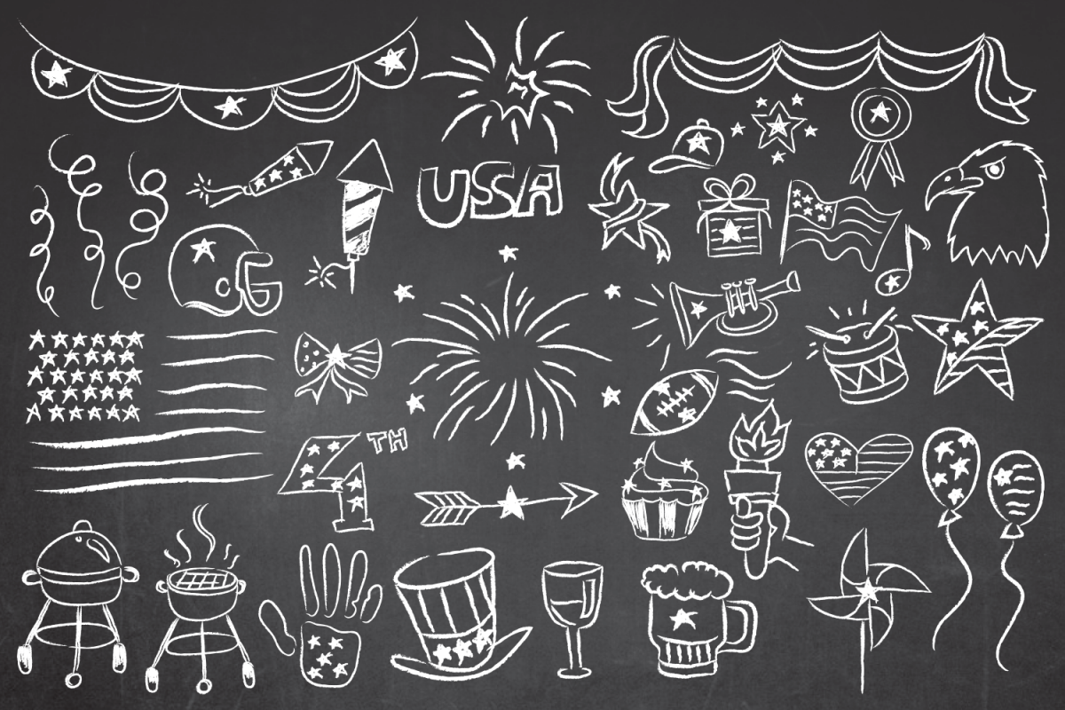 Patriotic 4th of July Chalkboard Vector Clipart in EPS/AI/PDF/PSD example image 1