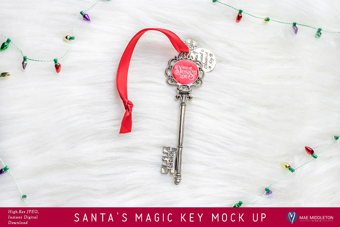 Santa's Magic Key - Lights, mock up, styled photo example image 1