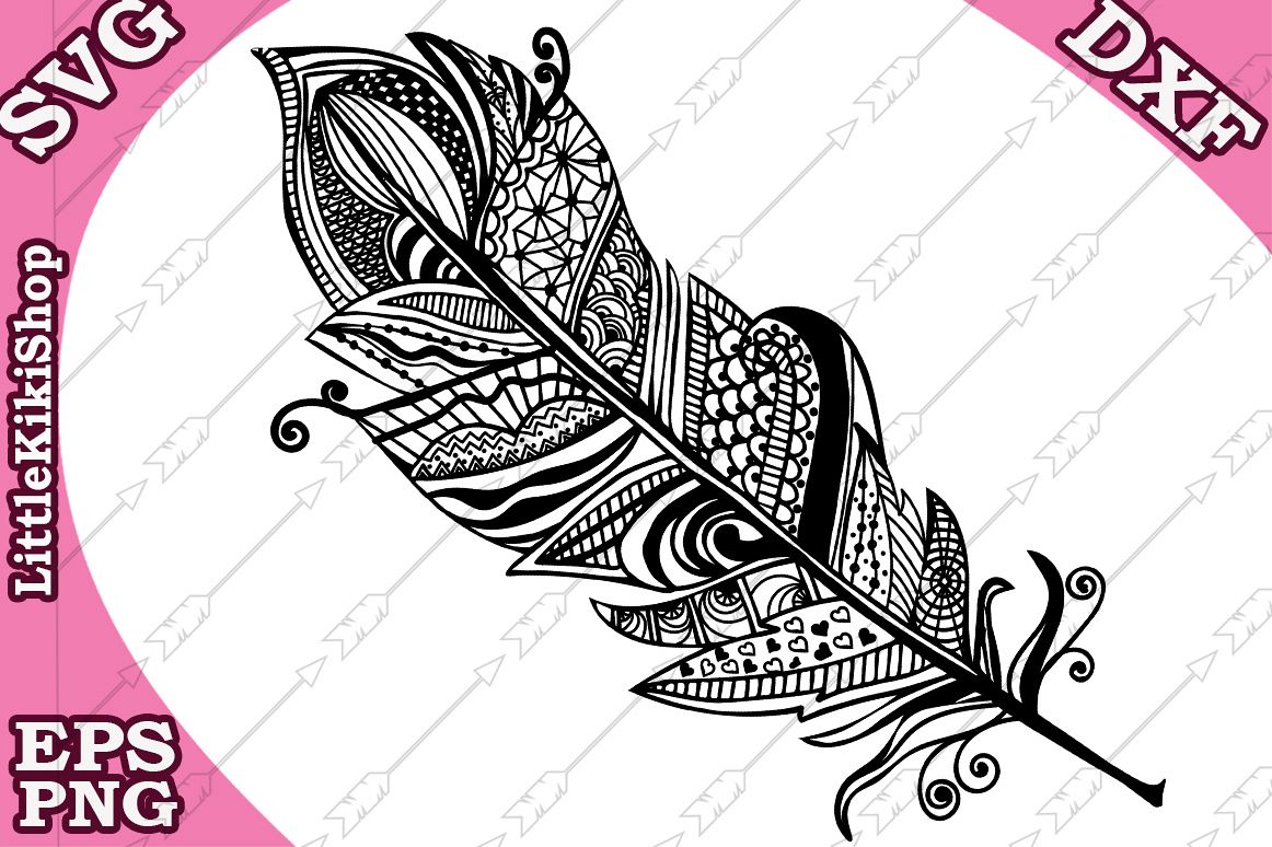 Zentangle Feather Svg,Mandala Feather Svg,Tribal Feather ...
