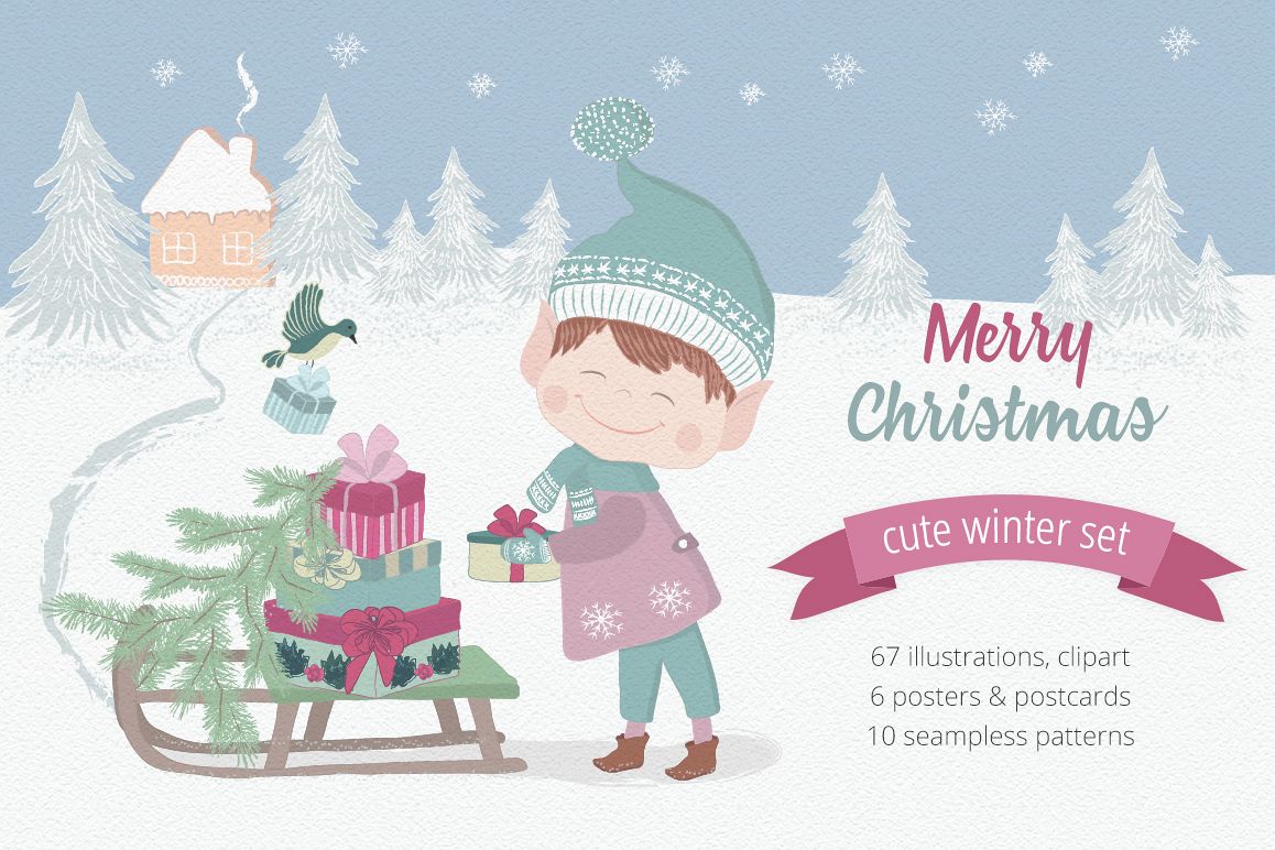 Merry Christmas Illustration Set example image 1