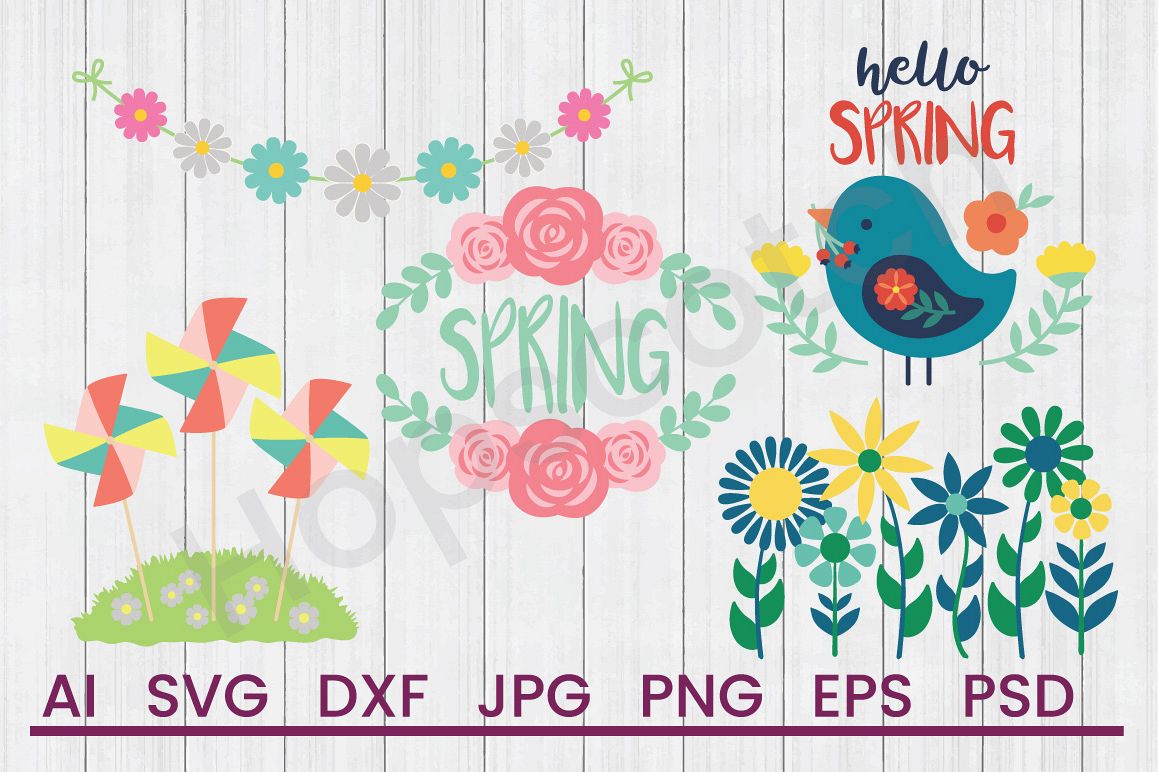 Spring SVG Bundle, DXF File, Cuttable File example image 1