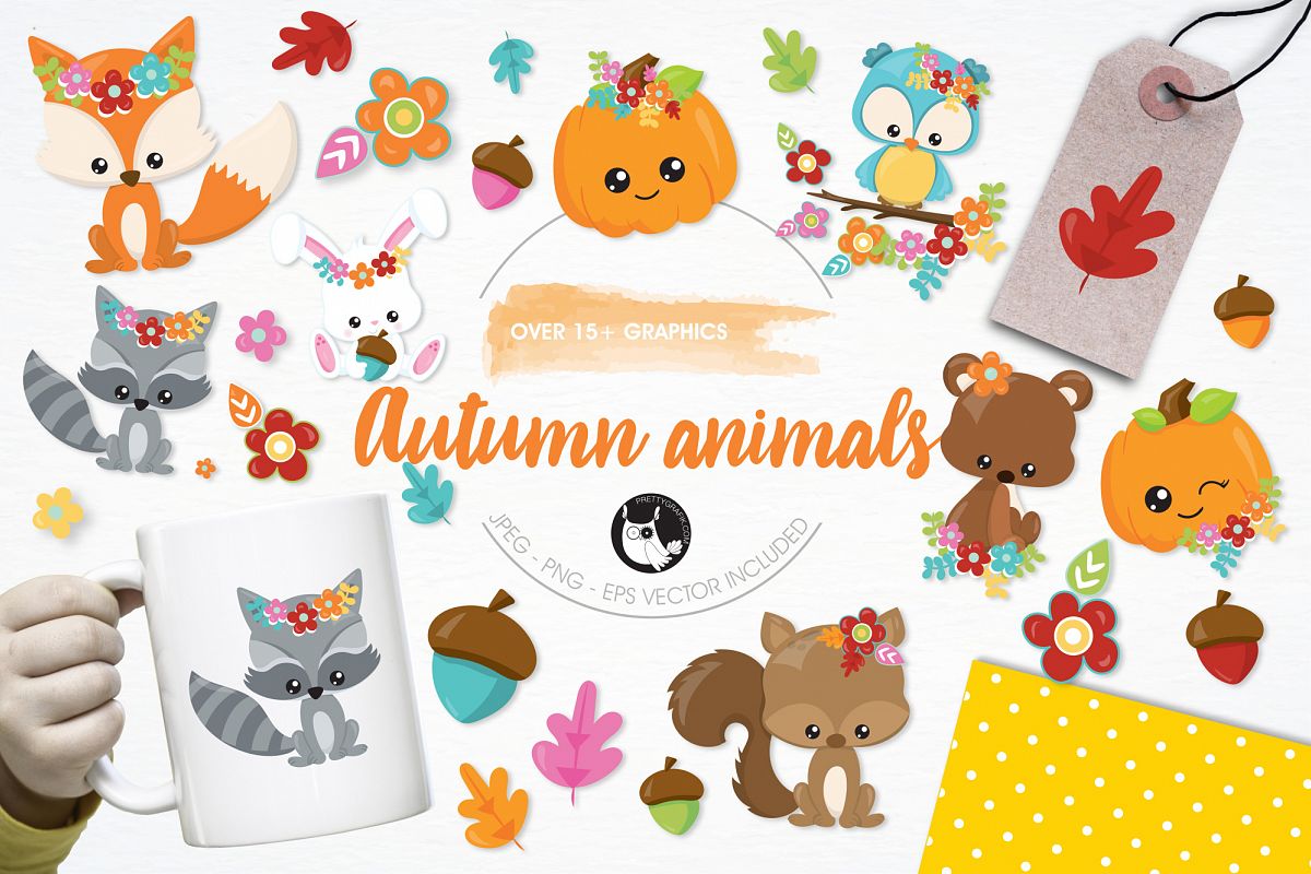 Auntumn Animals graphics and illustrations example image 1