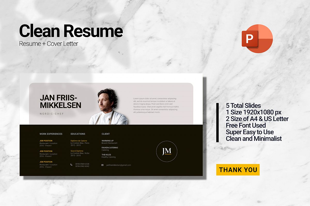 Clean Chef Resume Powerpoint example image 1
