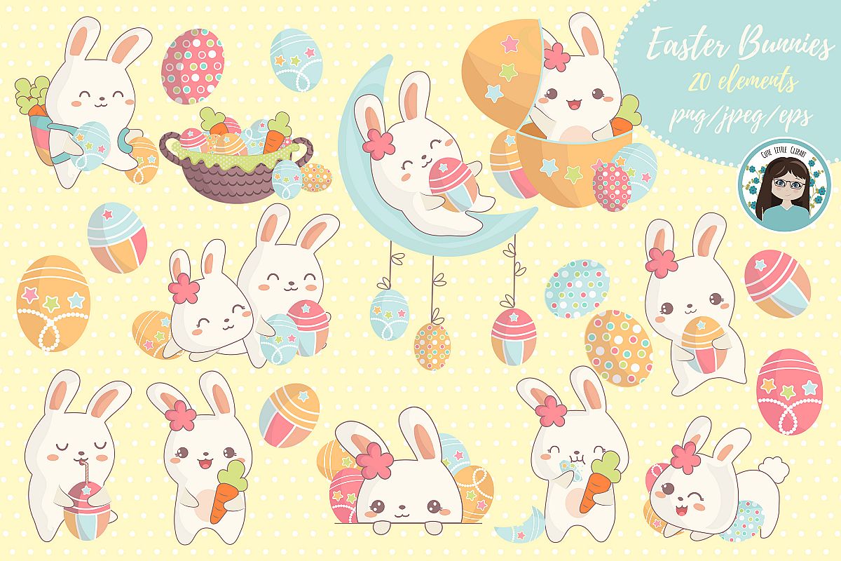 Cute kawaii bunnies example image 1