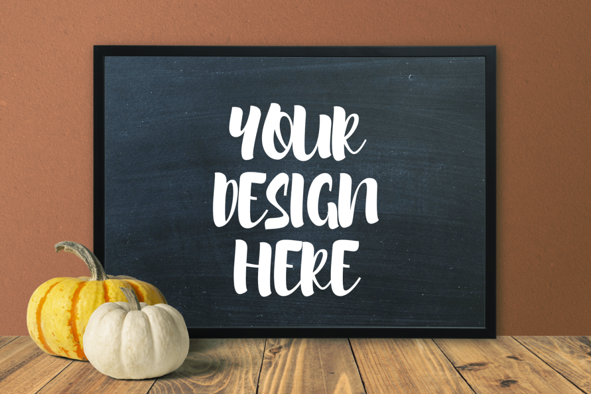 Pumpkin Blackboard Theme 50x70 Frame Mockup example image 1