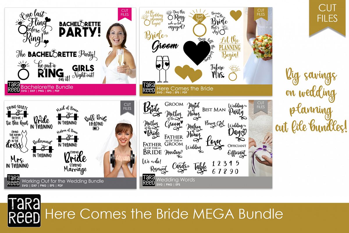 Here Comes the Bride MEGA Bundle - Wedding SVG and Cut Files example image 1