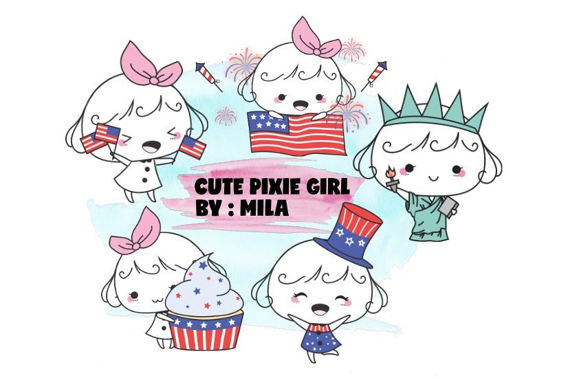 KAWAII GIRL CLIPART BUNDLE PNG example image 1