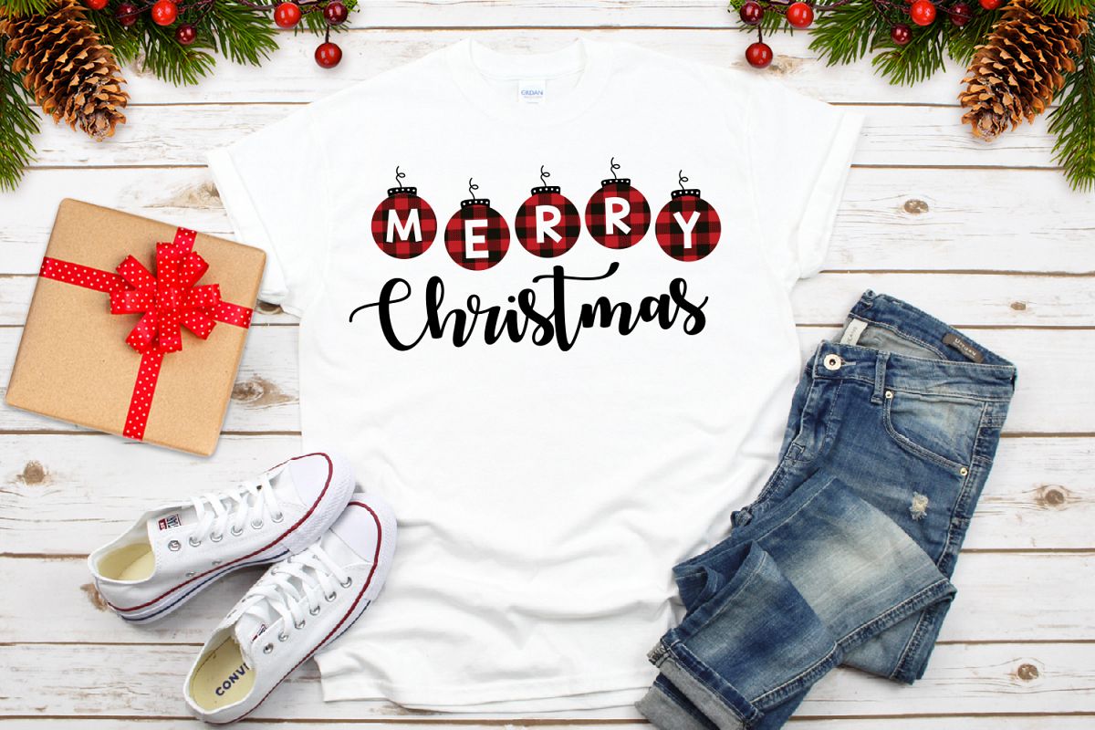 Merry Christmas Buffalo Plaid Svg example image 1