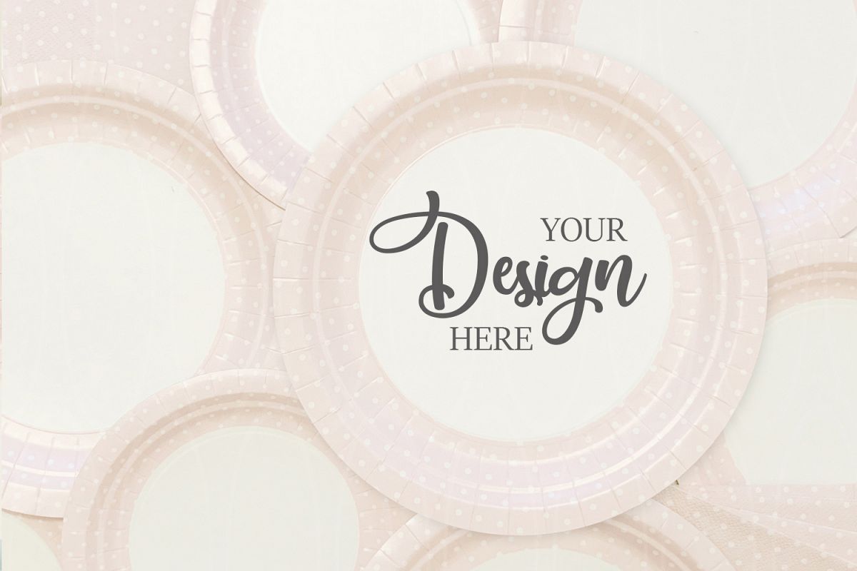 Pink plates mock up Styled Photography Product mockup example image 1